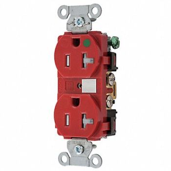 HUBBELL Receptacle Duplex 20A 5-20R 125V Red, 30CZ73