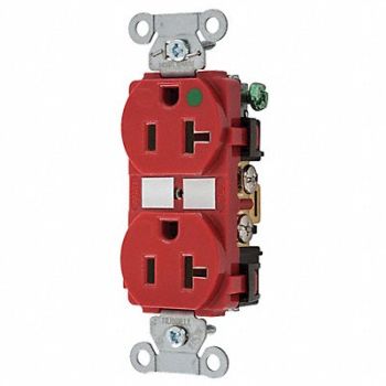 HUBBELL Receptacle Duplex 20A 5-20R 125V Red, 30CZ78