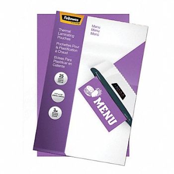 FELLOWES Laminating Pouch Menu 3 mil PK25, 30D518