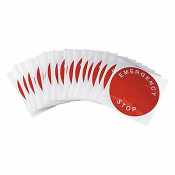 BRADY Legend Plate Label Rnd 30mm E-Stop PK25, 30EA37