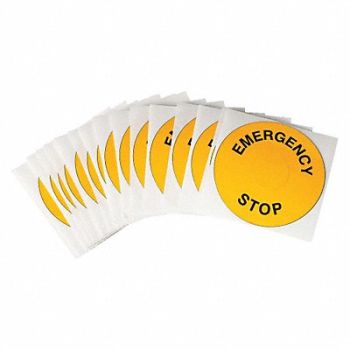 BRADY Legend Plate Label 30mm E-Stop PK25, 30EA41