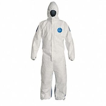 DUPONT G7262 Hooded Coveralls Blu/Wht XL Elastic PK25, 30F340
