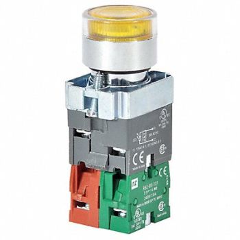 DAYTON H6943 Illuminated Push Button 22mm Yellow, 30G203