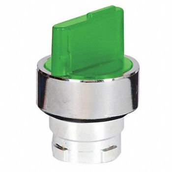 DAYTON Illum Selector Switch 2 Pos 22mm Green, 30G289