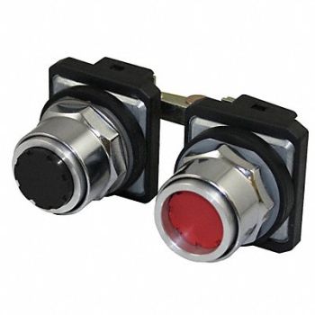 DAYTON Push Button 30mm Maintained Bk/Rd, 30G347