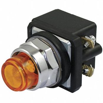 DAYTON H6726 Pilot Light LED 24V 30mm Chrome Amber, 30G385