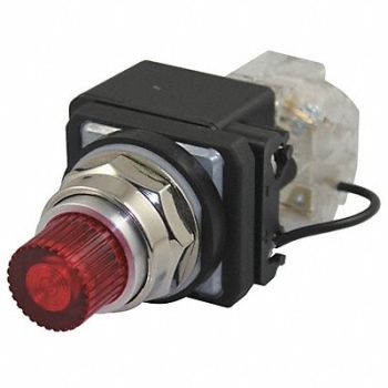 DAYTON H6738 Pilot Light LED 120VAC 30mm Chrome RD, 30G417