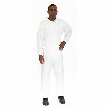 INTERNATIONAL ENVIROGUARD Collared Coverall Elastic White 4XL PK25, 30N450