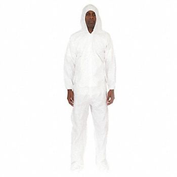 INTERNATIONAL ENVIROGUARD Hooded Coverall w/Boots White 4XL PK25, 30N462