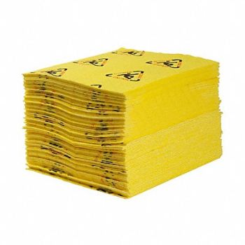 BRADY SPC ABSORBENTS Absorbent Pad Chem/Hazmat Yellow PK200, 30PE51