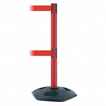 TENSABARRIER Barrier Post with Belt 7-1/2 ft L Red, 30RG14