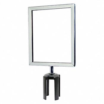 TENSABARRIER Sign Frame 11 x 8-1/2 In Polished Chrome, 30RH49