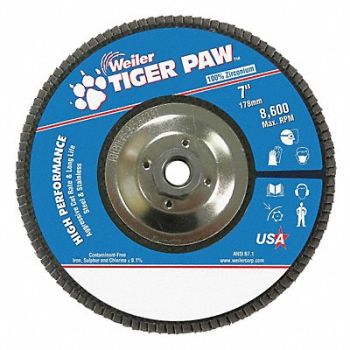 WEILER H7347 Fiber Disc 7 in Dia 5/8in Arbor 36 Grit, 30TT90
