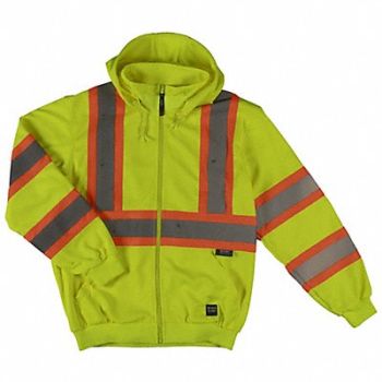 TOUGH DUCK Hi-Vis Hooded Sweatshirt 5XL Yellow/Grn, 30WT54