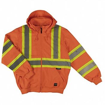 TOUGH DUCK Hi-Vis Hooded Sweatshirt 2XL Orange, 30WT59