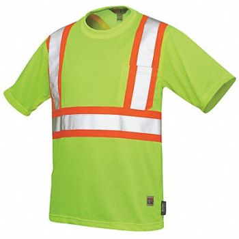 TOUGH DUCK Hi-Vis Short Sleeve Shirt 5XL Yellow/Grn, 30WU07
