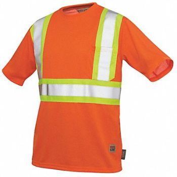 TOUGH DUCK Hi-Vis Short Sleeve Shirt L Orange, 30WU10