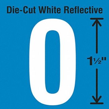STRANCO INC Die-Cut Reflective Number Label 0 PK5, 30WY43