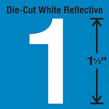 STRANCO INC Die-Cut Reflective Number Label 1 PK5, 30WY44