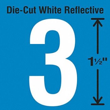 STRANCO INC Die-Cut Reflective Number Label 3 PK5, 30WY46