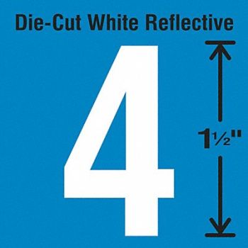 STRANCO INC Die-Cut Reflective Number Label 4 PK5, 30WY47