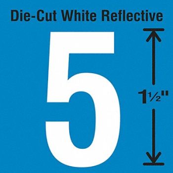 STRANCO INC Die-Cut Reflective Number Label 5 PK5, 30WY48