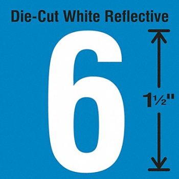 STRANCO INC Die-Cut Reflective Number Label 6 PK5, 30WY49