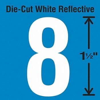 STRANCO INC Die-Cut Reflective Number Label 8 PK5, 30WY51