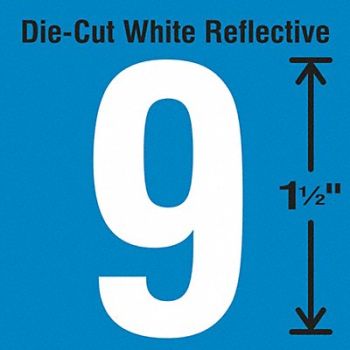 STRANCO INC Die-Cut Reflective Number Label 9 PK5, 30WY52