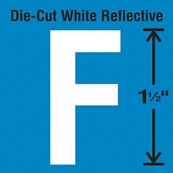 STRANCO INC Die-Cut Reflective Letter Label F PK5, 30WY58