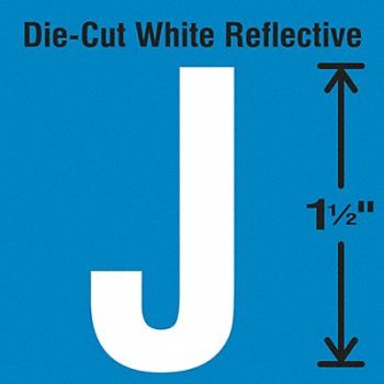 STRANCO INC Die-Cut Reflective Letter Label J PK5, 30WY62