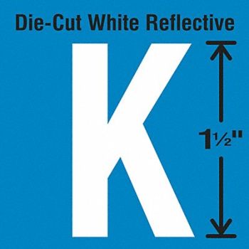 STRANCO INC Die-Cut Reflective Letter Label K PK5, 30WY63