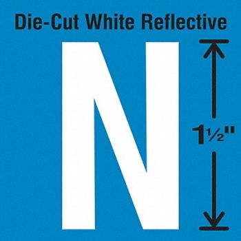 STRANCO INC Die-Cut Reflective Letter Label N PK5, 30WY66