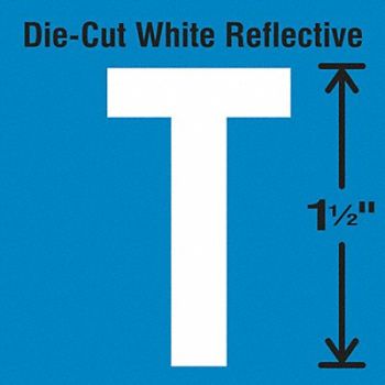 STRANCO INC Die-Cut Reflective Letter Label T PK5, 30WY72