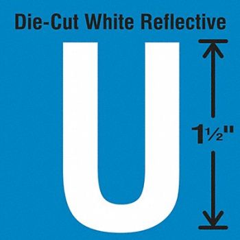 STRANCO INC Die-Cut Reflective Letter Label U PK5, 30WY73