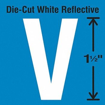 STRANCO INC Die-Cut Reflective Letter Label V PK5, 30WY74