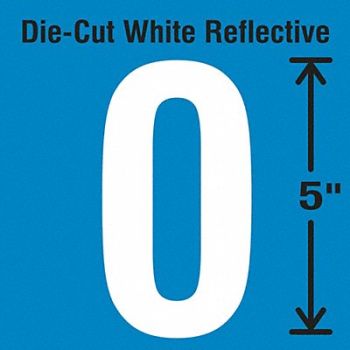 STRANCO INC Die-Cut Reflective Number Label 0 PK5, 30WY79