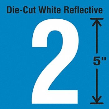STRANCO INC Die-Cut Reflective Number Label 2 PK5, 30WY81