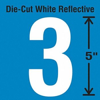 STRANCO INC Die-Cut Reflective Number Label 3 PK5, 30WY82