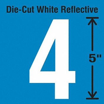 STRANCO INC Die-Cut Reflective Number Label 4 PK5, 30WY83