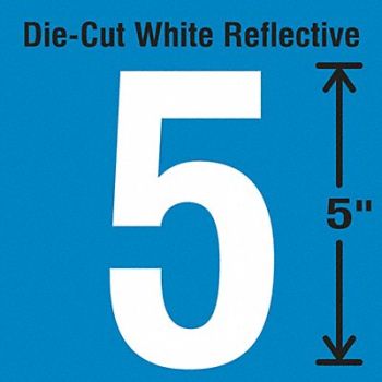 STRANCO INC Die-Cut Reflective Number Label 5 PK5, 30WY84