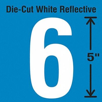 STRANCO INC Die-Cut Reflective Number Label 6 PK5, 30WY85