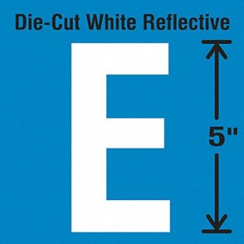 STRANCO INC Die-Cut Reflective Letter Label E PK5, 30WY93