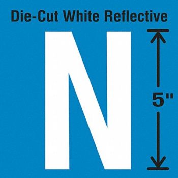 STRANCO INC Die-Cut Reflective Letter Label N PK5, 30WZ03