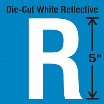 STRANCO INC Die-Cut Reflective Letter Label R PK5, 30WZ07