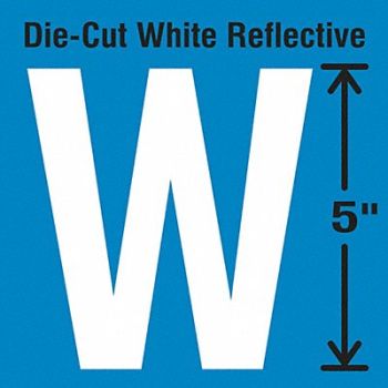 STRANCO INC Die-Cut Reflective Letter Label W PK5, 30WZ12