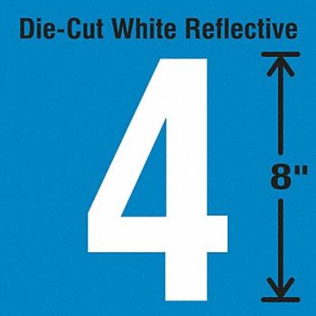 STRANCO INC Die-Cut Reflective Number Label 4, 30WZ20