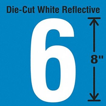 STRANCO INC Die-Cut Reflective Number Label 6, 30WZ22