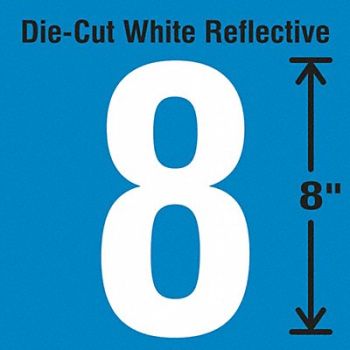 STRANCO INC Die-Cut Reflective Number Label 8, 30WZ24