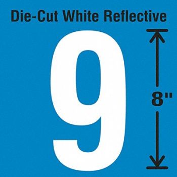 STRANCO INC Die-Cut Reflective Number Label 9, 30WZ25